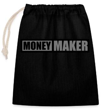 Text Logo Money Maker - Closable cotton gift bag (25x30cm) - black - Front