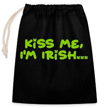 Embrasse-moi, je suis irlandaise - Sac cadeau en coton avec cordon (25 x 30 cm) - noir - Devant