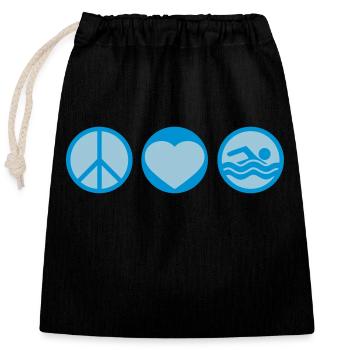 nager amour signe de paix symbole coeur vacances m - Sac cadeau en coton avec cordon (25 x 30 cm) - noir - Devant