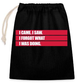 I came saw forget - Closable cotton gift bag (25x30cm) - black - Front
