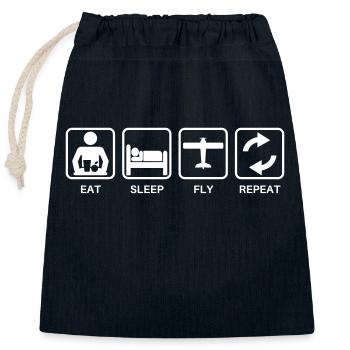 Eat sleap fly repeat - Closable cotton gift bag (25x30cm) - navy - Front