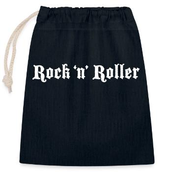 Rock 'n' Roller Logo White - Closable cotton gift bag (25x30cm) - navy - Front