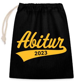 Abitur 2023 (Abiturient / Abi / Hochschulreife) - Verschließbarer Geschenkbeutel aus Baumwolle (25x30cm) - Schwarz - Vorne