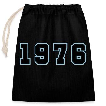 1976 Année Anniversaire - Sac cadeau en coton avec cordon (25 x 30 cm) - noir - Devant