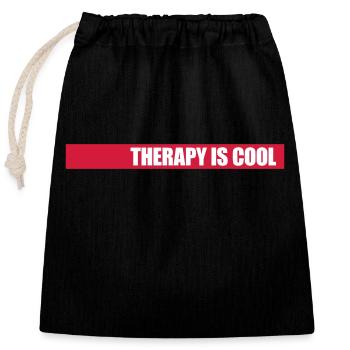 la thérapie est cool Citation - Sac cadeau en coton avec cordon (25 x 30 cm) - noir - Devant