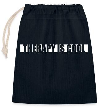 la thérapie est cool Citation - Sac cadeau en coton avec cordon (25 x 30 cm) - bleu marine - Devant