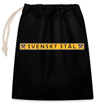Swedish steel - Closable cotton gift bag (25x30cm) - black - Front
