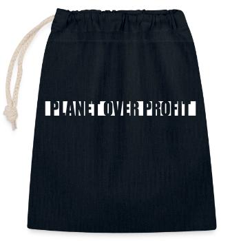 planet over profit quote - Closable cotton gift bag (25x30cm) - navy - Front