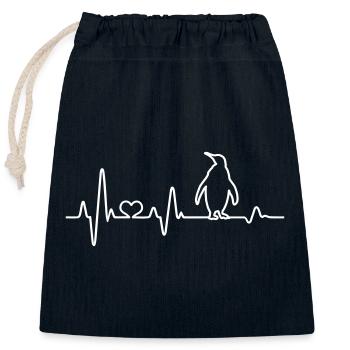 Herzschlag Pinguin EKG Pinguine Südpol Antarktis - Verschließbarer Geschenkbeutel aus Baumwolle (25x30cm) - Navy - Vorne