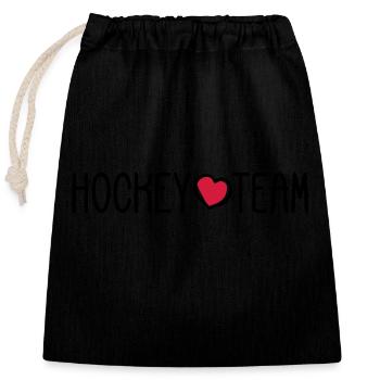 Équipe de hockey - Sac cadeau en coton avec cordon (25 x 30 cm) - noir - Devant