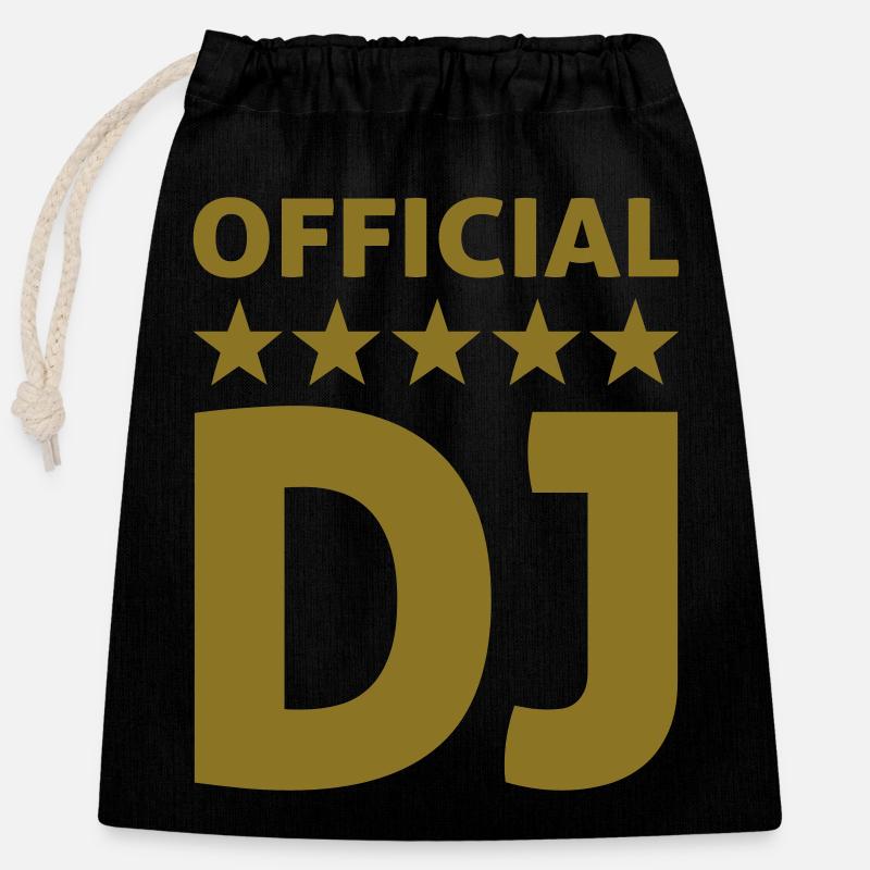 official dj - Closable cotton gift bag (25x30cm) - black