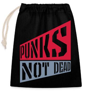 punks pas mort citation - Sac cadeau en coton avec cordon (25 x 30 cm) - noir - Devant