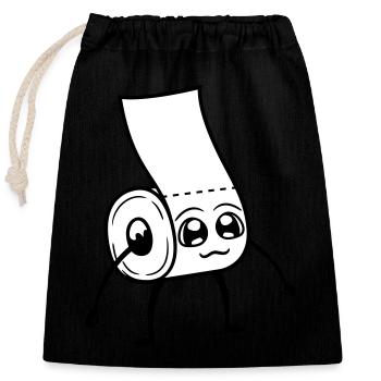 klopapier maennchen suess cute little face l - Closable cotton gift bag (25x30cm) - black - Front
