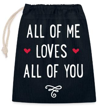 love - Closable cotton gift bag (25x30cm) - navy - Front