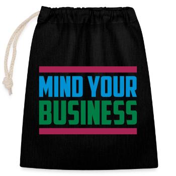 Occupez-vous de votre entreprise | Couleurs changeantes - Sac cadeau en coton avec cordon (25 x 30 cm) - noir - Devant