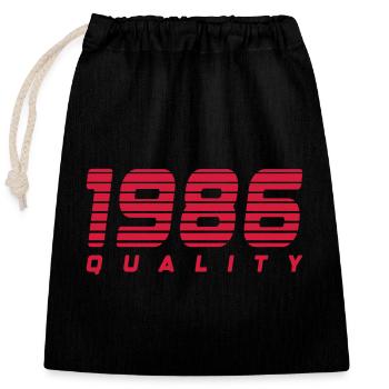 1986 quality | Farbe änderbar - Verschließbarer Geschenkbeutel aus Baumwolle (25x30cm) - Schwarz - Vorne