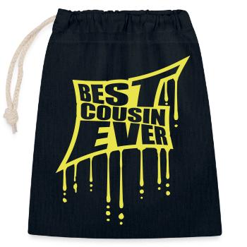 Citation du meilleur cousin de tous les temps - Sac cadeau en coton avec cordon (25 x 30 cm) - bleu marine - Devant