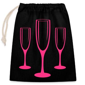 glasses - Closable cotton gift bag (25x30cm) - black - Front