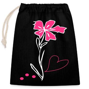 S’épanouir avec le cœur - Sac cadeau en coton avec cordon (25 x 30 cm) - noir - Devant