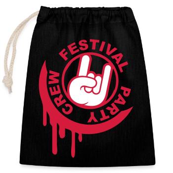 Festival Party Crew Rock Metal Team Timbre Rond - Sac cadeau en coton avec cordon (25 x 30 cm) - noir - Devant