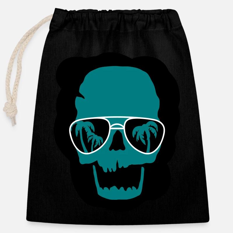 skull sommer - Verschließbarer Geschenkbeutel aus Baumwolle (25x30cm) - Schwarz