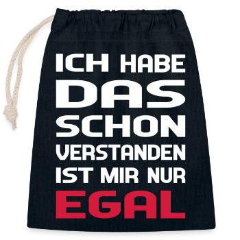Ich habe das schon verstanden - Verschließbarer Geschenkbeutel aus Baumwolle (25x30cm) - Navy - Vorne