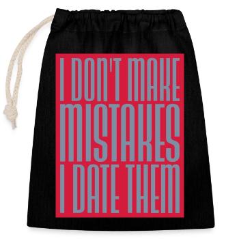 Date Mistakes Quote Logo - Closable cotton gift bag (25x30cm) - black - Front