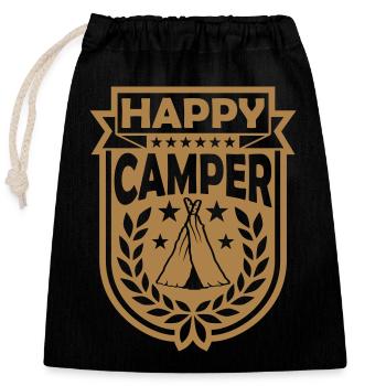 Ausflug Logo Happy Camper - Verschließbarer Geschenkbeutel aus Baumwolle (25x30cm) - Schwarz - Vorne