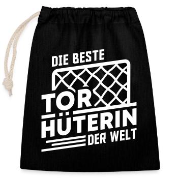 Beste Torhüterin (Schriftzug) - Verschließbarer Geschenkbeutel aus Baumwolle (25x30cm) - Schwarz - Vorne
