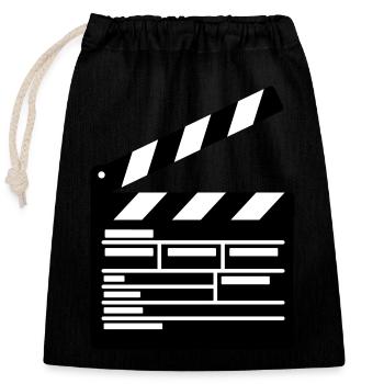 Filmklappe Regie führen Kino - Verschließbarer Geschenkbeutel aus Baumwolle (25x30cm) - Schwarz - Vorne
