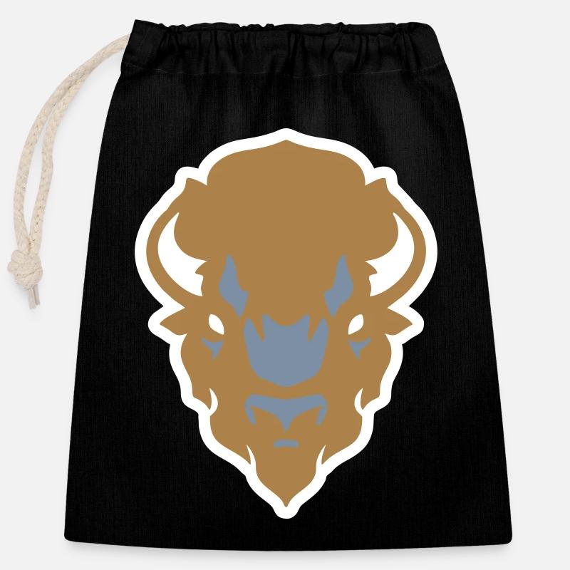 Indian Buffalo Bison colouring - Verschließbarer Geschenkbeutel aus Baumwolle (25x30cm) - Schwarz