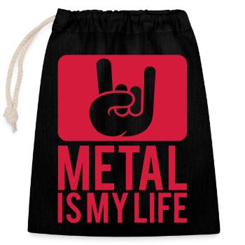 Heavy Death Metal 4 Life Hard Rock Cool Text Logo - Verschließbarer Geschenkbeutel aus Baumwolle (25x30cm) - Schwarz - Vorne