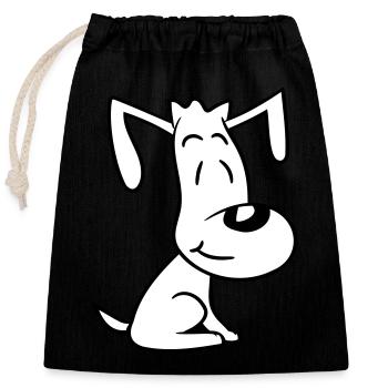 Hund Sitzt Süß Kleiner Glücklicher Welpe Haustier - Verschließbarer Geschenkbeutel aus Baumwolle (25x30cm) - Schwarz - Vorne