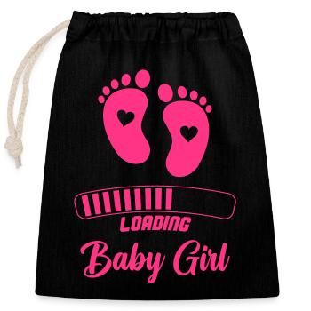 loading baby girl - Verschließbarer Geschenkbeutel aus Baumwolle (25x30cm) - Schwarz - Vorne
