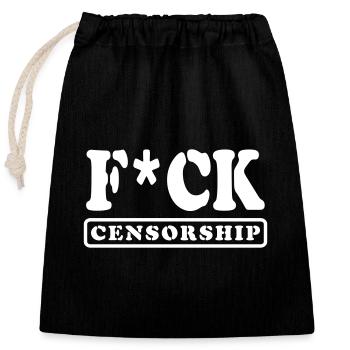 F*CK CENSORSHIP - Closable cotton gift bag (25x30cm) - black - Front