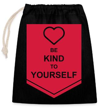 soyez gentil avec vous-même - Sac cadeau en coton avec cordon (25 x 30 cm) - noir - Devant