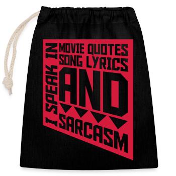 parler des paroles et du sarcasme - Sac cadeau en coton avec cordon (25 x 30 cm) - noir - Devant