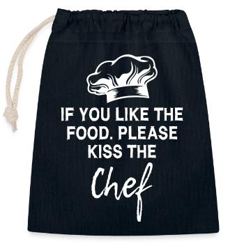 Chef cuisinier - Sac cadeau en coton avec cordon (25 x 30 cm) - bleu marine - Devant