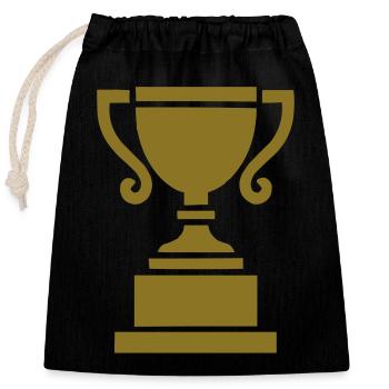 pokal 1 - Verschließbarer Geschenkbeutel aus Baumwolle (25x30cm) - Schwarz - Vorne