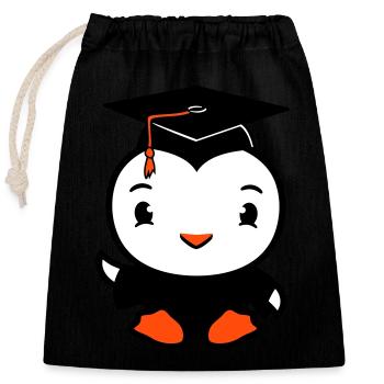 Bird Graduation College Graduation Hat School - Closable cotton gift bag (25x30cm) - black - Front