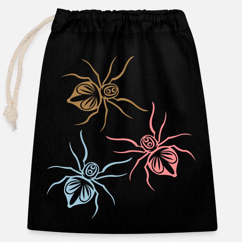 Araignées, vermine - Sac cadeau en coton avec cordon (25 x 30 cm) - noir