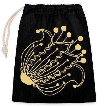 Fleur de bouton floral - Sac cadeau en coton avec cordon (25 x 30 cm) - noir - Devant