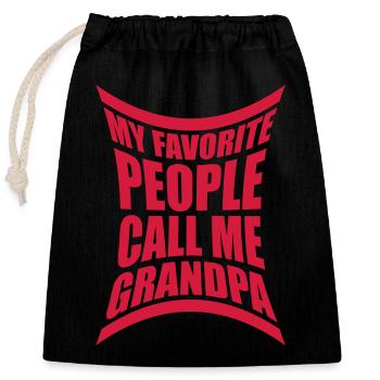 People Call Me Grandpa - Closable cotton gift bag (25x30cm) - black - Front