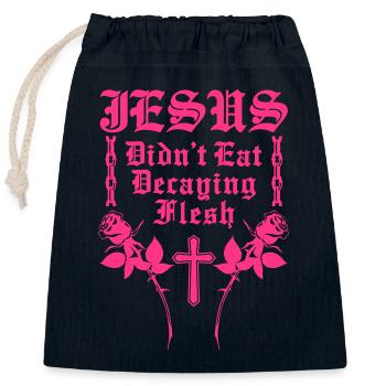 Jésus n’a pas mangé de chair en décomposition - Sac cadeau en coton avec cordon (25 x 30 cm) - bleu marine - Devant