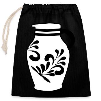 Bembel Design 100% Hessen! #typischHessisch #FFM - Verschließbarer Geschenkbeutel aus Baumwolle (25x30cm) - Schwarz - Vorne