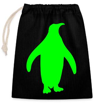 Pinguin Silhouette Antarktis Südpol Zoo Vogel Cool - Verschließbarer Geschenkbeutel aus Baumwolle (25x30cm) - Schwarz - Vorne