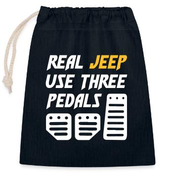 Les vraies Jeeps utilisent trois pédales - Sac cadeau en coton avec cordon (25 x 30 cm) - bleu marine - Devant