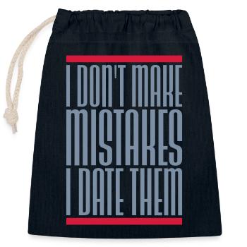 Date Mistakes Zitat Logo - Verschließbarer Geschenkbeutel aus Baumwolle (25x30cm) - Navy - Vorne