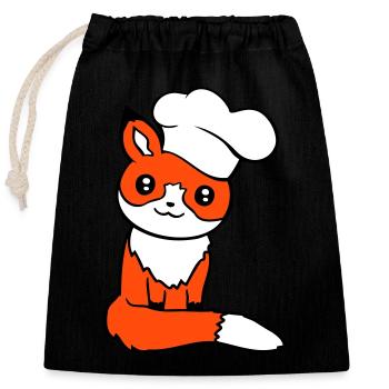 Fox Chef's Hat Chef Cooking Restaurant Kitchen - Closable cotton gift bag (25x30cm) - black - Front