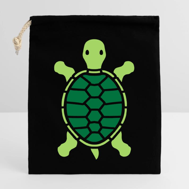 legs tortoise walking go turtle shell design logo Closable cotton gift bag (25x30cm)